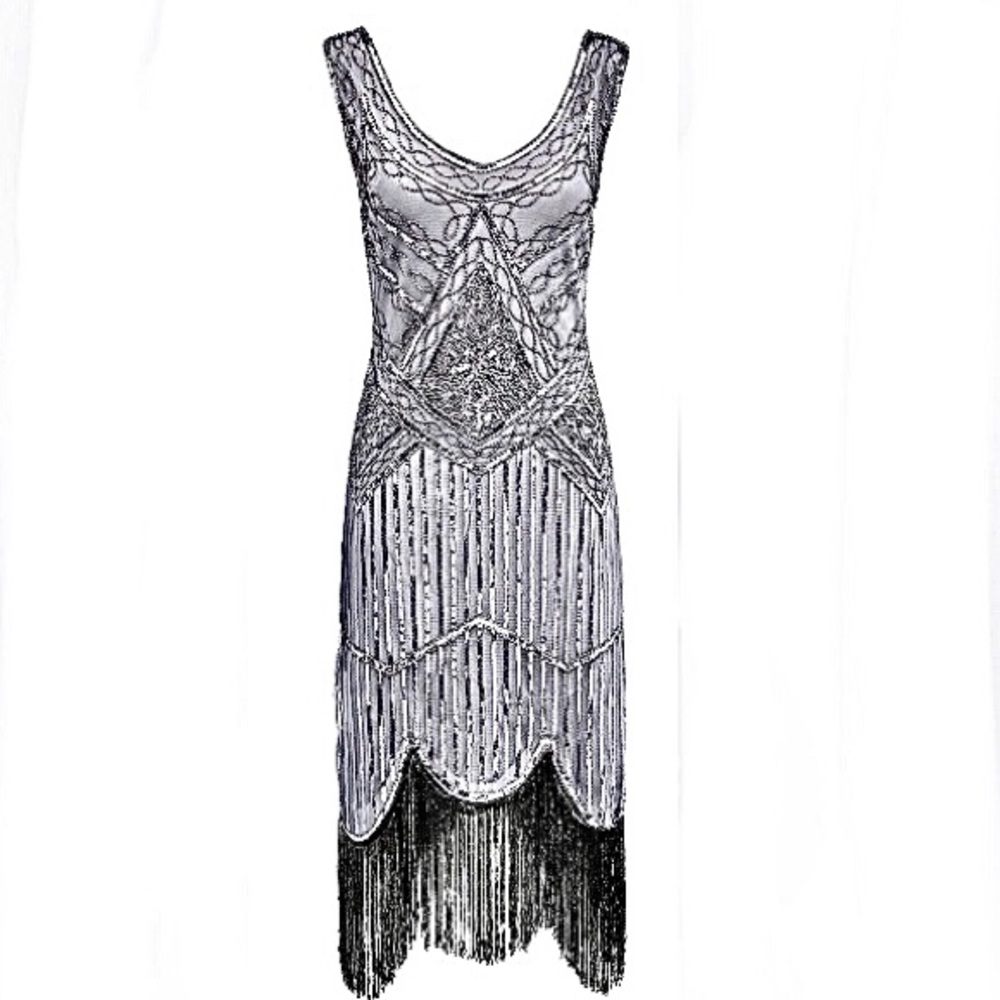 Babeyond 1920's Style Sequin Fringed Flapper Cocktail Dress -NWT